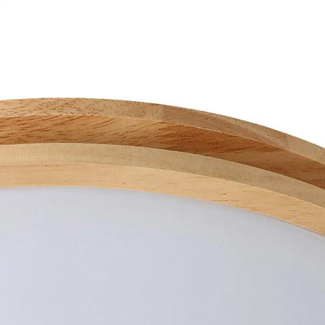 Wooden Round Flush Ceiling Lamp: 16/19.5 Wide Acrylic Simple Style Light For Dining Room