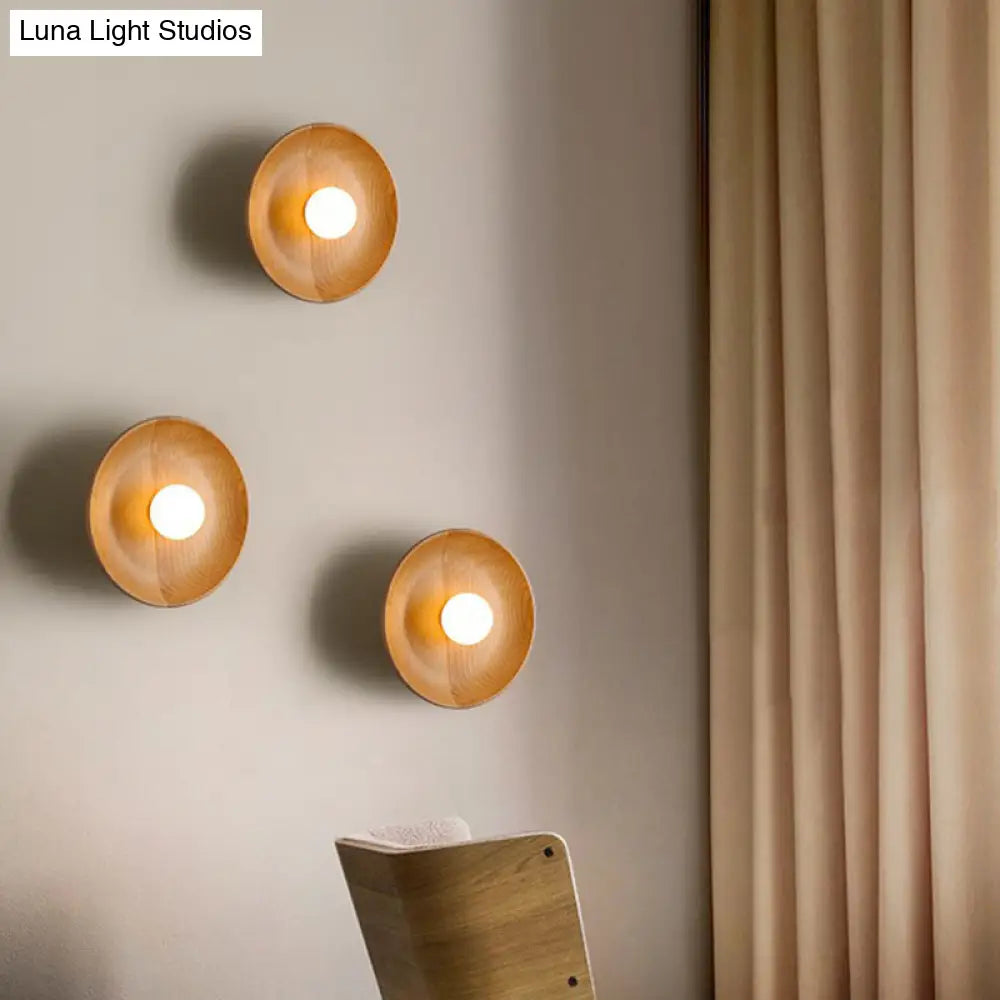 Wooden Tray-Style Wall Sconce - Minimalist 1 Head Light Fixture For Living Room