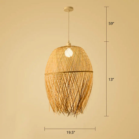 Woven Bamboo Pendant Light - Modern Single Wood Hanging Ceiling Fixture For Restaurants / B
