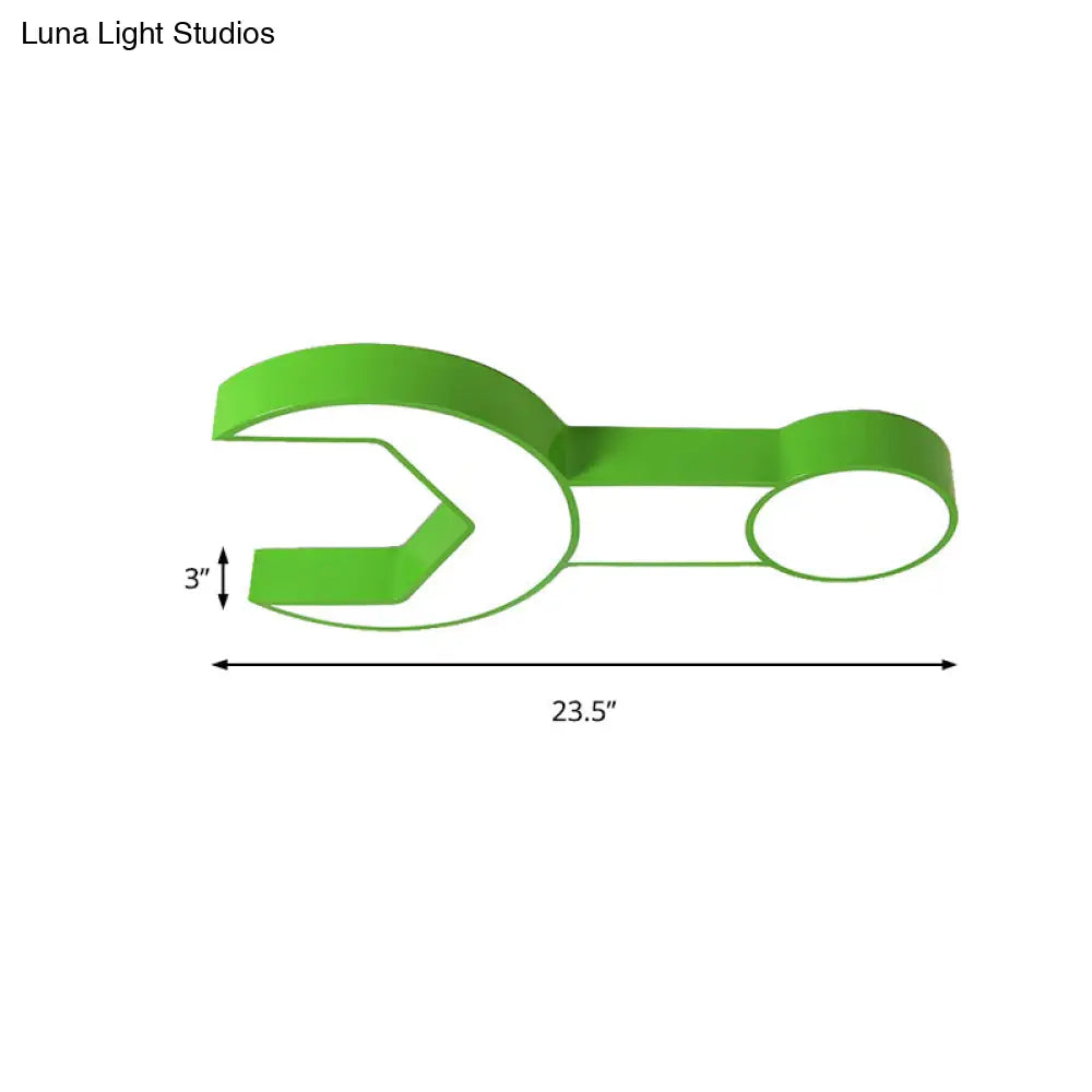 Wrench Shape Ceiling Mount Light: Charming Acrylic Fixture For Kindergarten Bedroom
