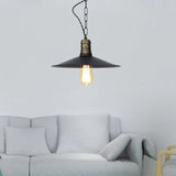 Wrought Iron Black Pendant Light - Retro 1-Light Ceiling Fixture For Living Room (7’/8.5’/10’