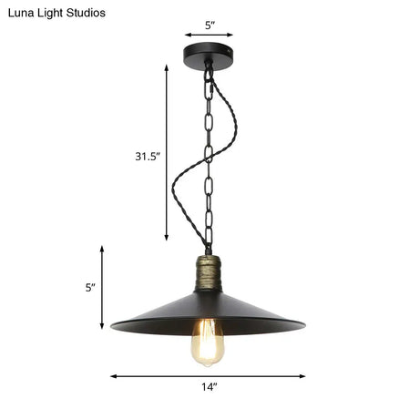Wrought Iron Black Pendant Light - Retro 1-Light Ceiling Fixture For Living Room (7’/8.5’/10’ Wide)
