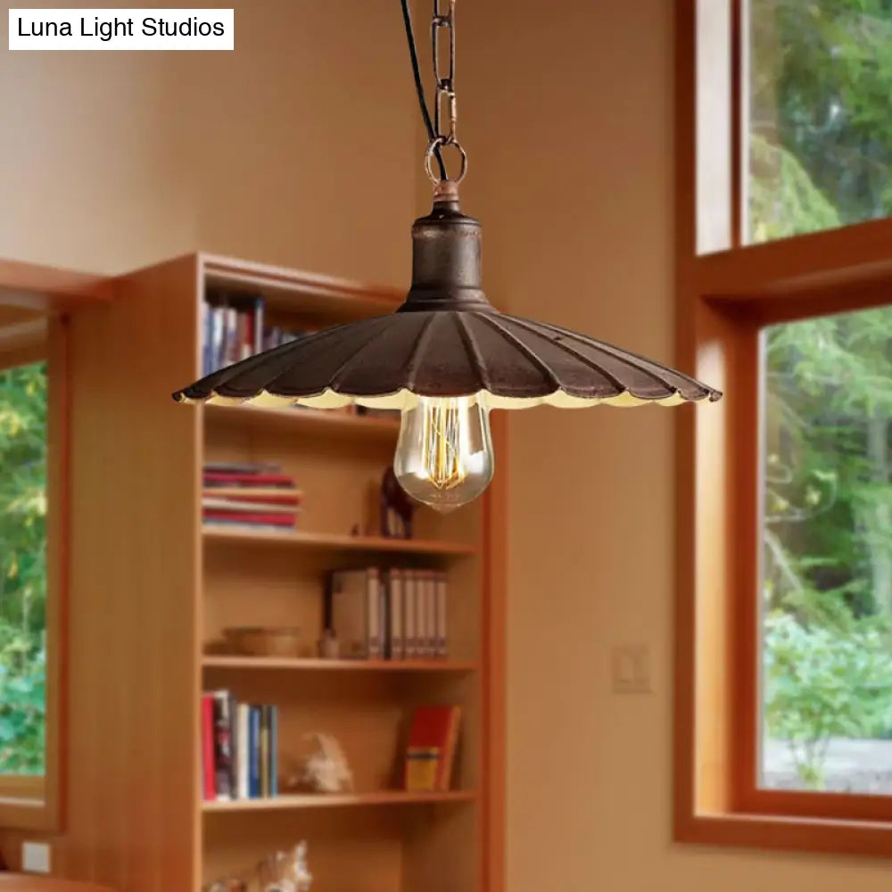 Wrought Iron Rust Suspension Light - Antique Style Pendant Ceiling For Restaurant 1 10’/12’/14’ Dia