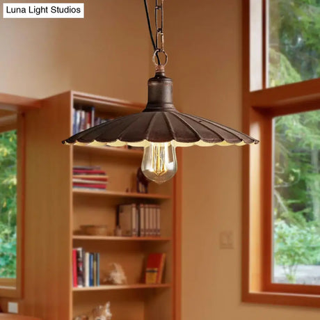 Wrought Iron Rust Suspension Light - Antique Style Pendant Ceiling For Restaurant 1 10’/12’/14’ Dia