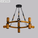 Yellow 9-Bulb Farmhouse Iron Chandelier With Jute Rope Pendant