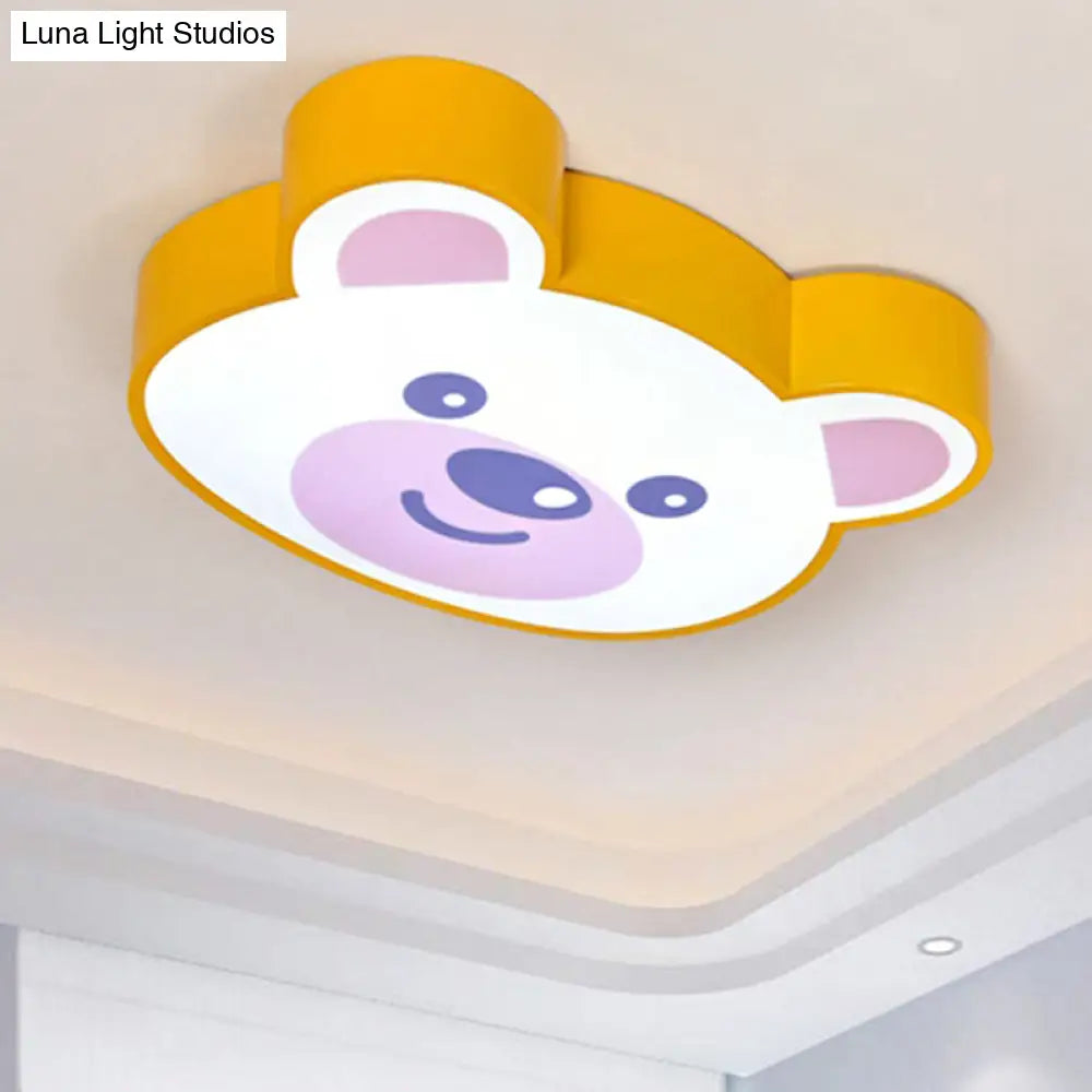 Yellow Bear - Shaped Ceiling Light For Girls’ Room - Acrylic Flush Mount