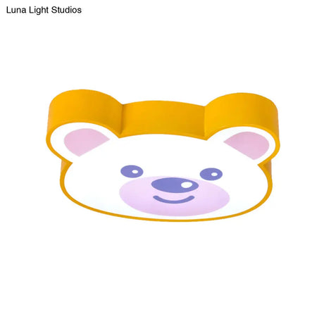 Yellow Bear - Shaped Ceiling Light For Girls’ Room - Acrylic Flush Mount