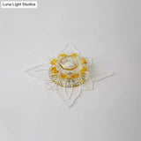 Yellow Crystal Minimalist Led Flush Mount With Floral Shape For Corridors