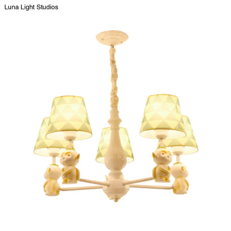 Yellow Nordic Pendant Lights - Fabric Tapered Shade Hanging For Living Room
