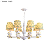 Yellow Nordic Pendant Lights - Fabric Tapered Shade Hanging For Living Room