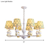 Yellow Nordic Pendant Lights - Fabric Tapered Shade Hanging For Living Room