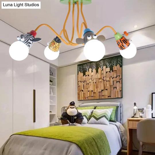 Yellow Octopus Cartoon Metal Ceiling Light With Animal Socket