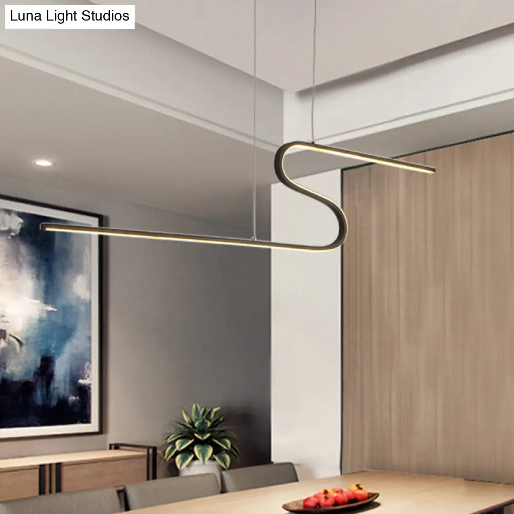 Z-Shaped Linear Island Light Metallic Pendant With Warm/White Led For Dining Room And Kitchen In