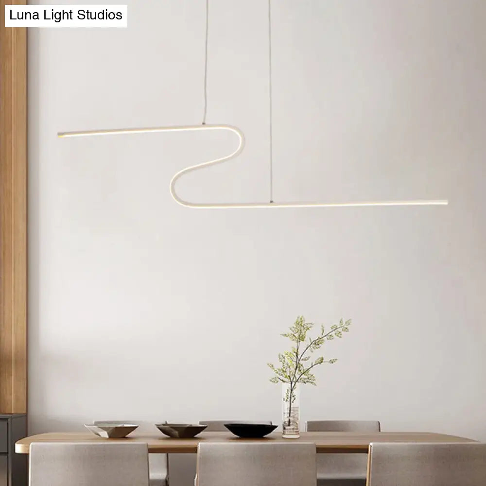 Z-Shaped Linear Island Light Metallic Pendant With Warm/White Led For Dining Room And Kitchen In