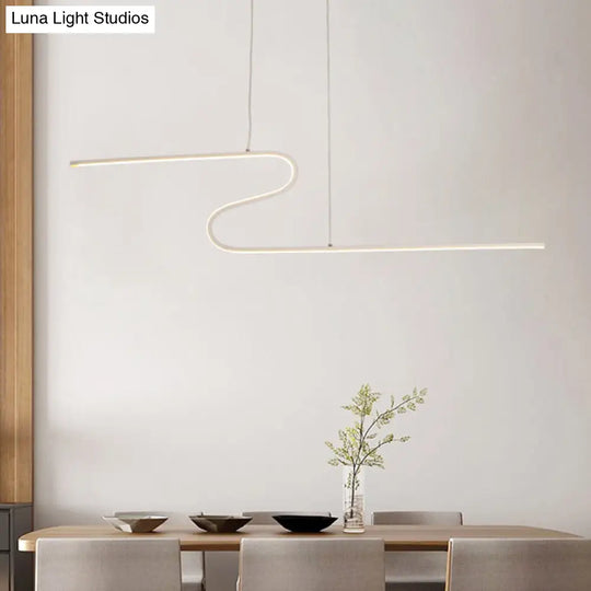 Z-Shaped Linear Island Light Metallic Pendant With Warm/White Led For Dining Room And Kitchen In