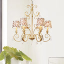 Zebra Print Conical Chandelier With Classic Fabric Shade - 6/8/10 Heads Ceiling Pendant In Gold 6 /