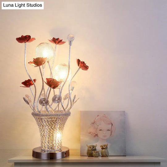 Aluminum Desk Lamp With Basket-Like Design Led Vine Night Light - Bedside Art Decor